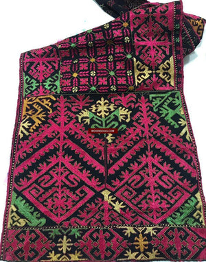 1351 Antique Textile Turban Panel with Embroidery from Kohistan / Swat-WOVENSOULS-Antique-Vintage-Textiles-Art-Decor