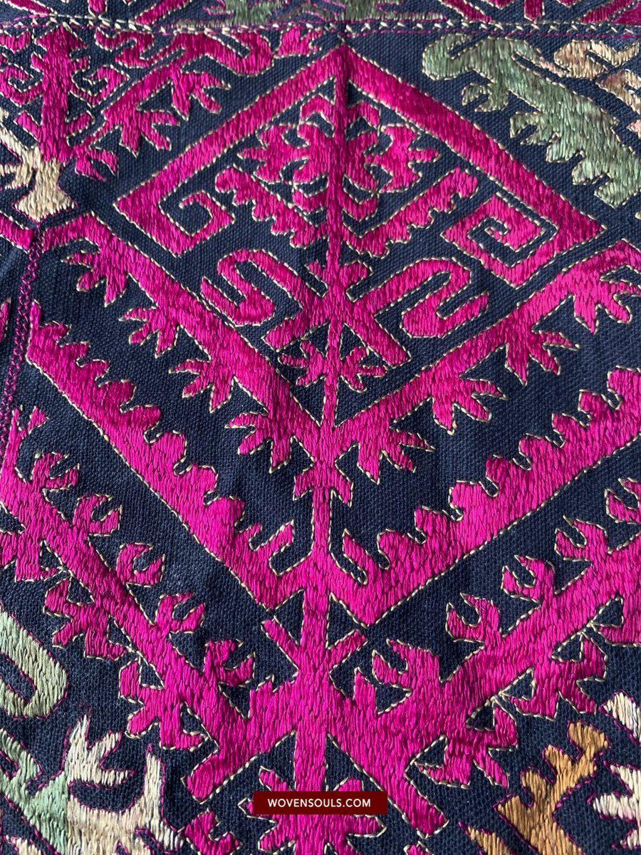 1351 Antique Textile Turban Panel with Embroidery from Kohistan / Swat-WOVENSOULS-Antique-Vintage-Textiles-Art-Decor