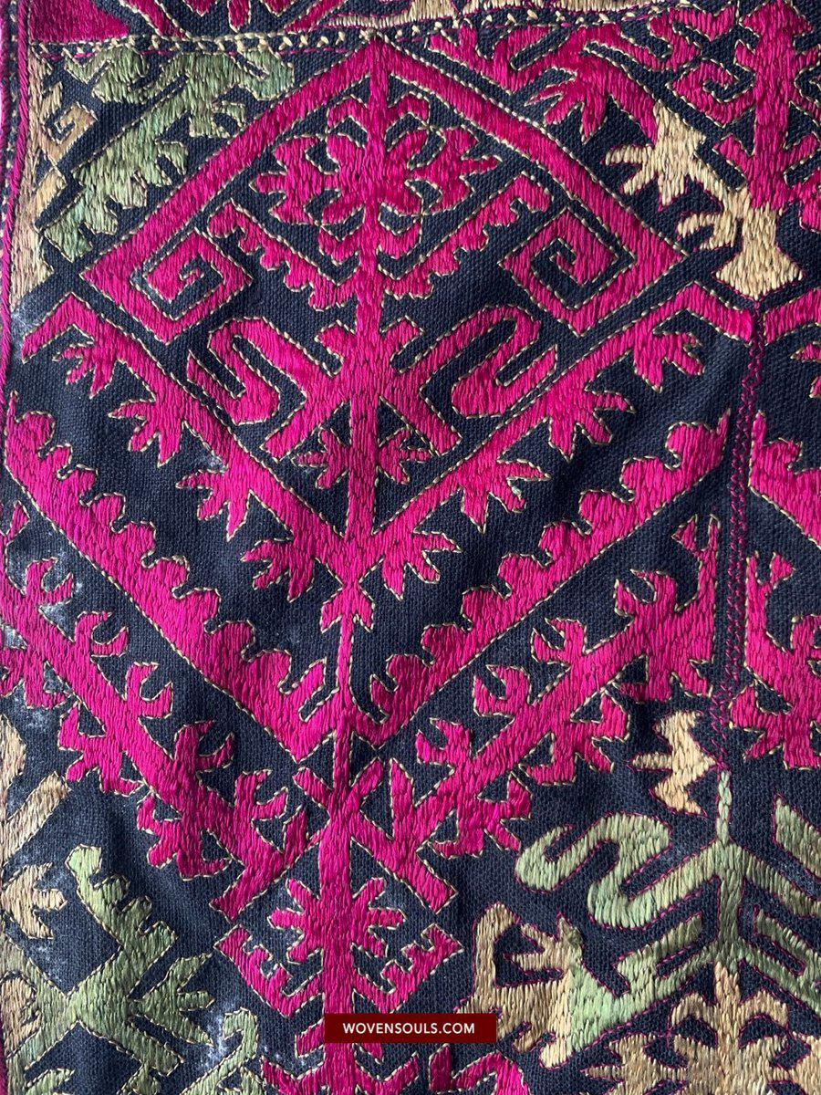 1351 Antique Textile Turban Panel with Embroidery from Kohistan / Swat-WOVENSOULS-Antique-Vintage-Textiles-Art-Decor