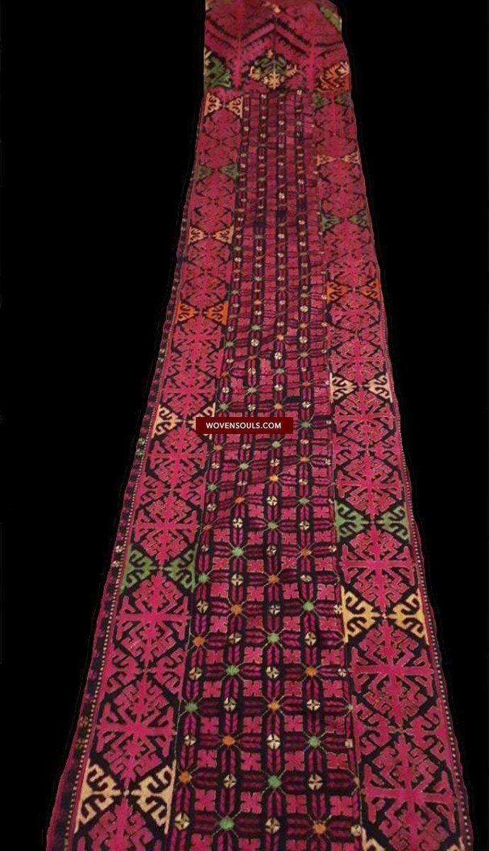 1351 Antique Textile Turban Panel with Embroidery from Kohistan / Swat-WOVENSOULS-Antique-Vintage-Textiles-Art-Decor