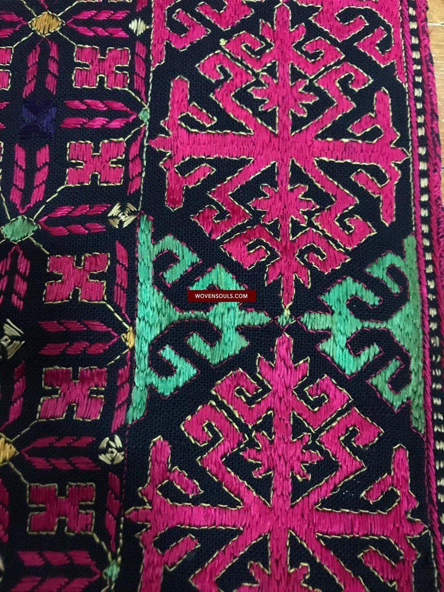 1351 Antique Textile Turban Panel with Embroidery from Kohistan / Swat-WOVENSOULS-Antique-Vintage-Textiles-Art-Decor