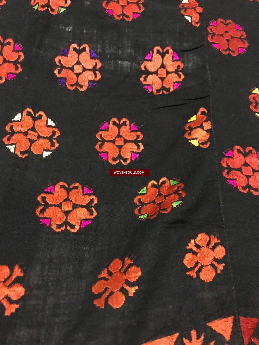 1352 Antique Men's Swat Valley Shawl Textile Embroidery - Pomegranate flowers-WOVENSOULS-Antique-Vintage-Textiles-Art-Decor