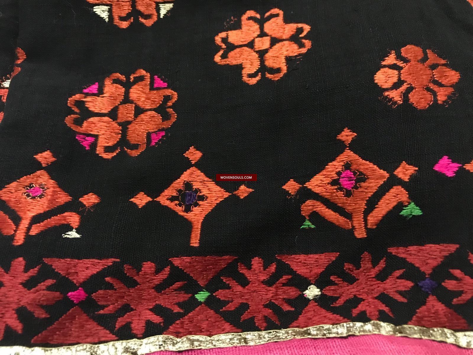 1352 Antique Men's Swat Valley Shawl Textile Embroidery - Pomegranate flowers-WOVENSOULS-Antique-Vintage-Textiles-Art-Decor