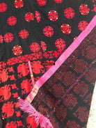 1352 Antique Men's Swat Valley Shawl Textile Embroidery - Pomegranate flowers-WOVENSOULS-Antique-Vintage-Textiles-Art-Decor