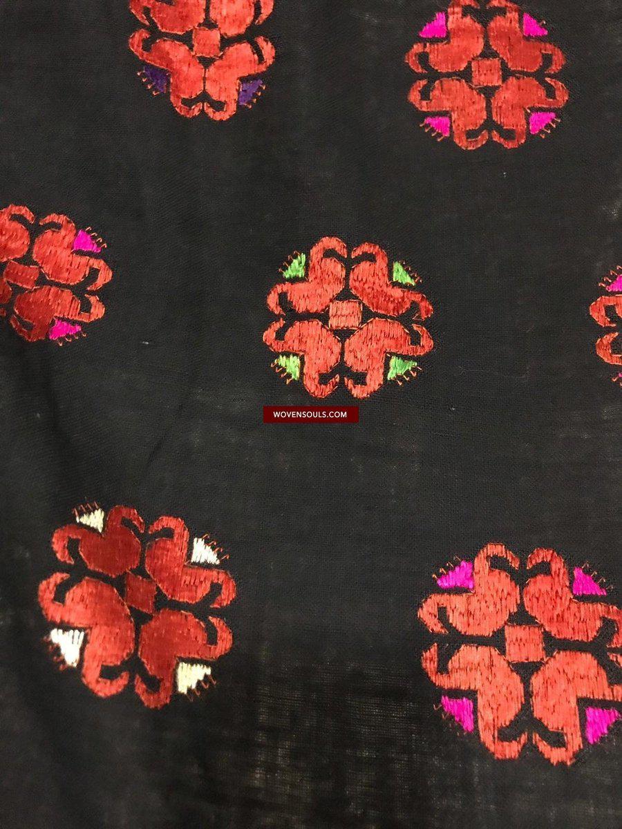 1352 Antique Men's Swat Valley Shawl Textile Embroidery - Pomegranate flowers-WOVENSOULS-Antique-Vintage-Textiles-Art-Decor