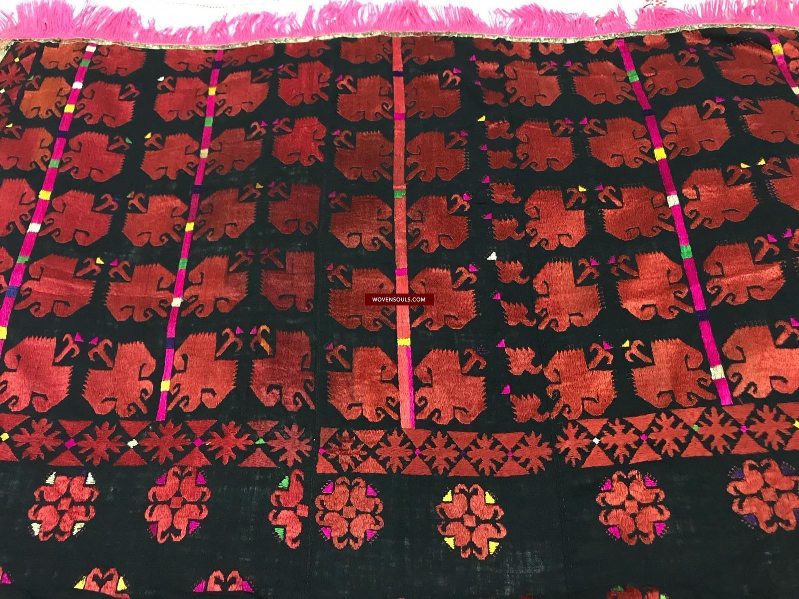 1352 Antique Men's Swat Valley Shawl Textile Embroidery - Pomegranate flowers-WOVENSOULS-Antique-Vintage-Textiles-Art-Decor