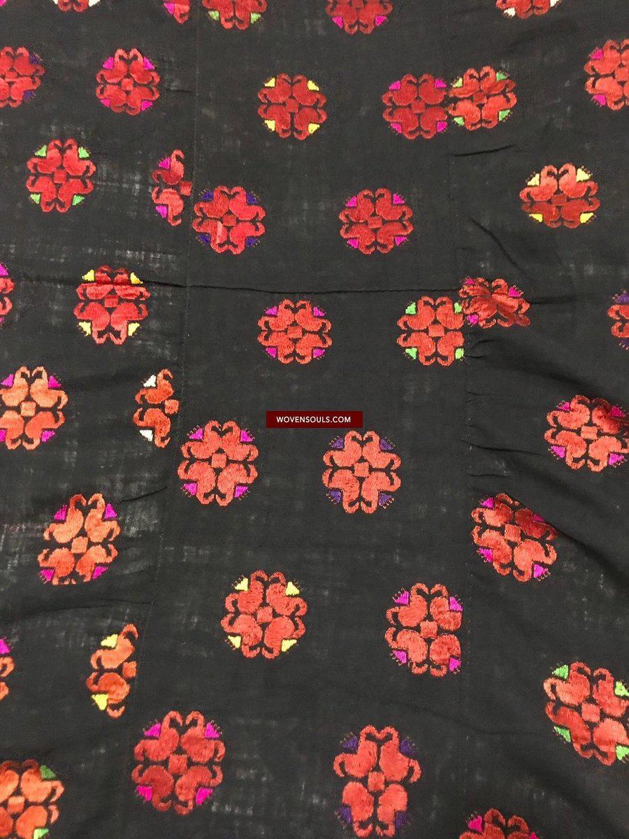 1352 Antique Men's Swat Valley Shawl Textile Embroidery - Pomegranate flowers-WOVENSOULS-Antique-Vintage-Textiles-Art-Decor