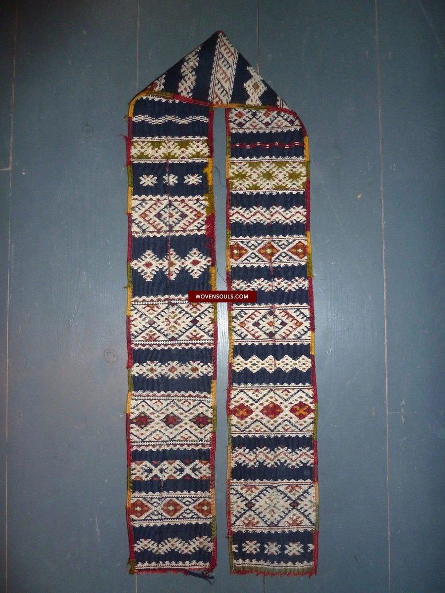 1354 Antique Moroccan Belt Sash-WOVENSOULS-Antique-Vintage-Textiles-Art-Decor