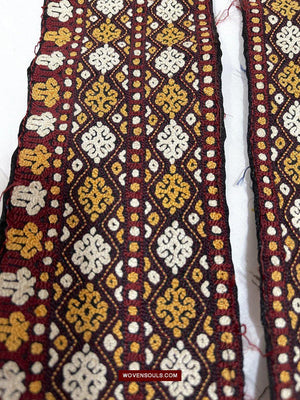 1355 Old Turkmenistan Embroidered Collar-WOVENSOULS-Antique-Vintage-Textiles-Art-Decor