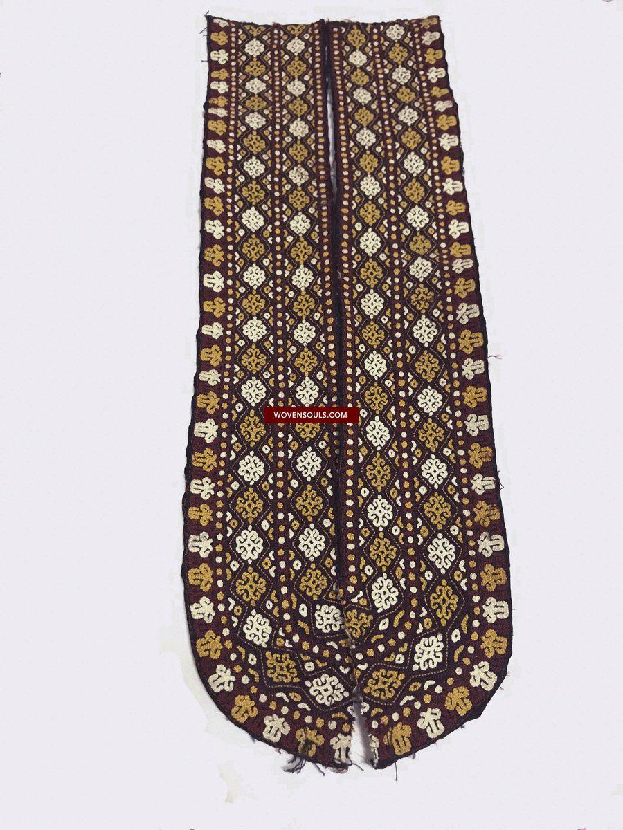 1355 Old Turkmenistan Embroidered Collar-WOVENSOULS-Antique-Vintage-Textiles-Art-Decor