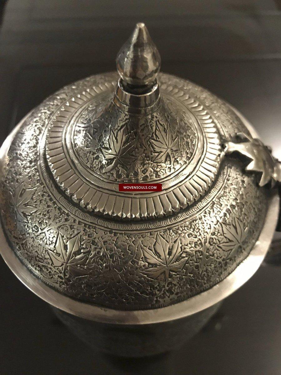 1356 Old Kashmir Finely Crafted Silver Tea Service - Masterpiece-WOVENSOULS-Antique-Vintage-Textiles-Art-Decor