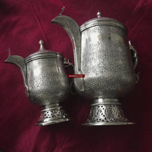 1356 Old Kashmir Finely Crafted Silver Tea Service - Masterpiece-WOVENSOULS-Antique-Vintage-Textiles-Art-Decor