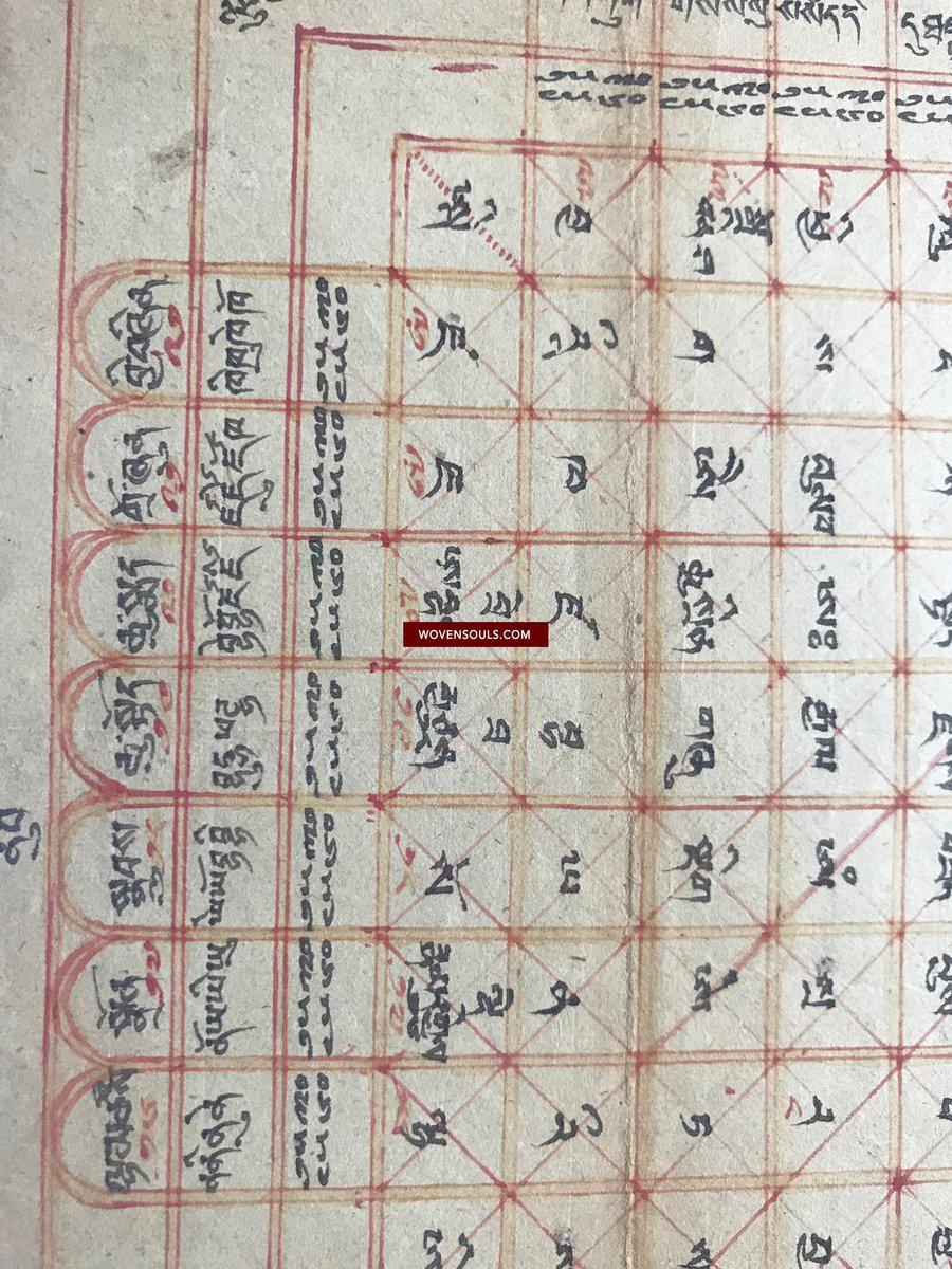 1359 Antique Tibetan Astrological Chart Manuscript SOLD-WOVENSOULS-Antique-Vintage-Textiles-Art-Decor