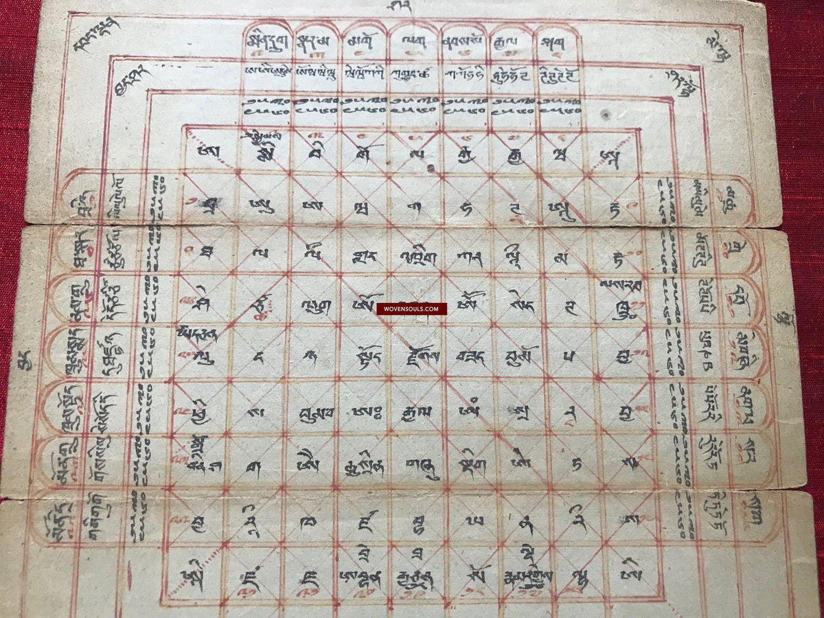 1359 Antique Tibetan Astrological Chart Manuscript SOLD WOVENSOULS