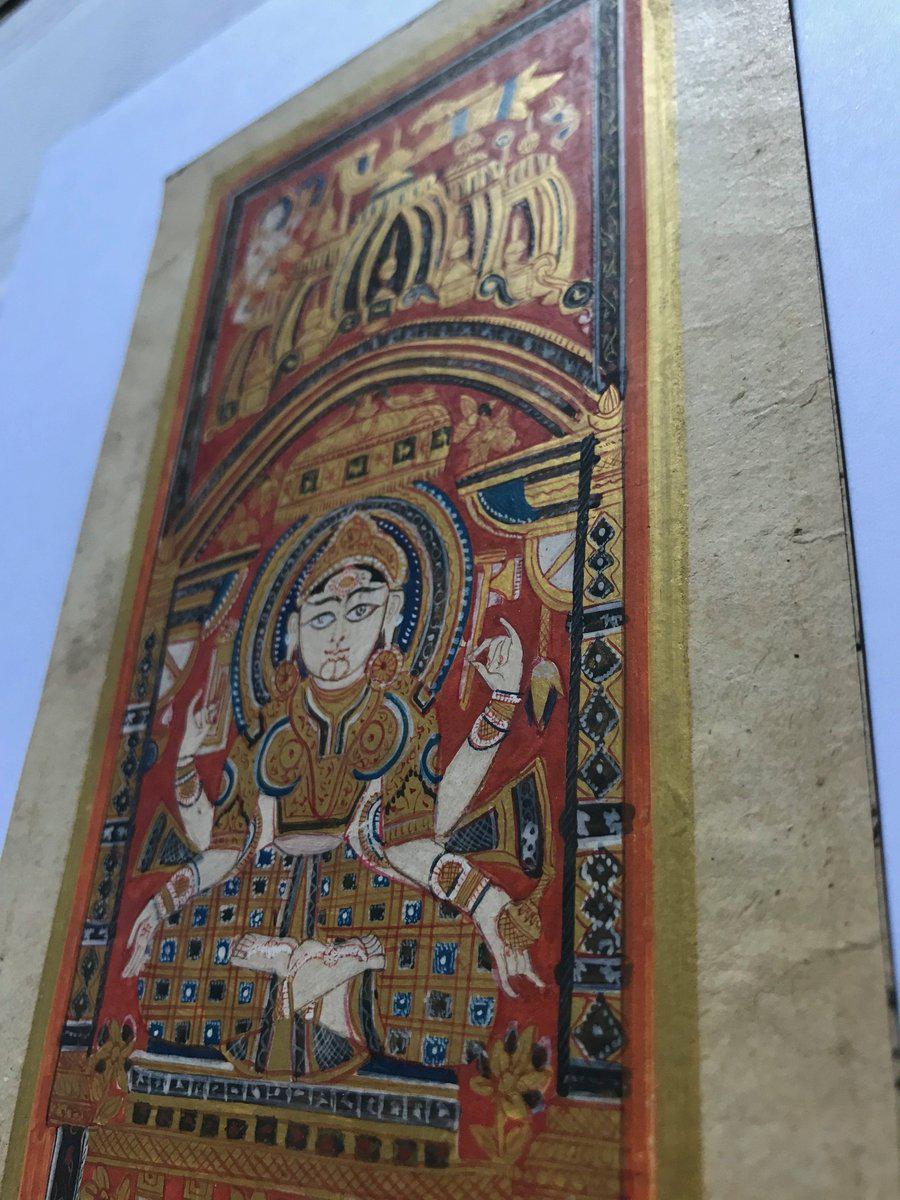 1360 Illuminated Indian Jain Miniature Painting of Mother Trishala - SOLD-WOVENSOULS-Antique-Vintage-Textiles-Art-Decor