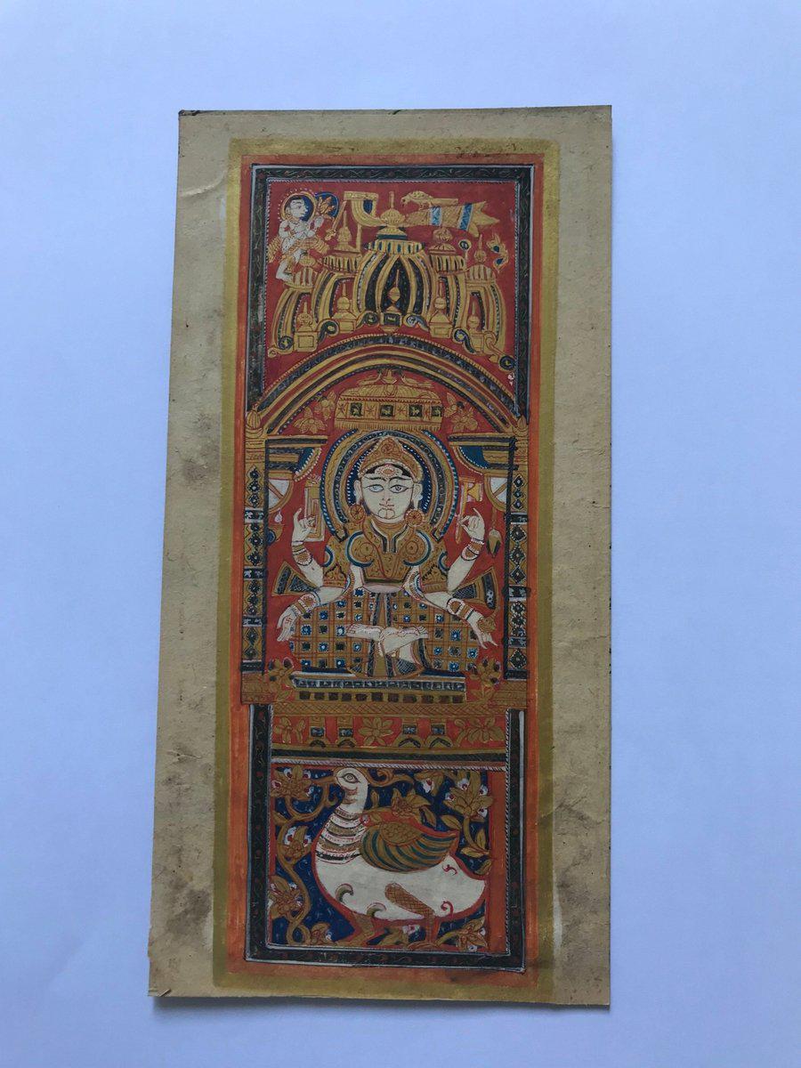 1360 Illuminated Indian Jain Miniature Painting of Mother Trishala - SOLD-WOVENSOULS-Antique-Vintage-Textiles-Art-Decor