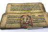 1363 Ancient Nepal Manuscript leaves with Illuminated Paintings of Deities Pancarakasa-WOVENSOULS-Antique-Vintage-Textiles-Art-Decor