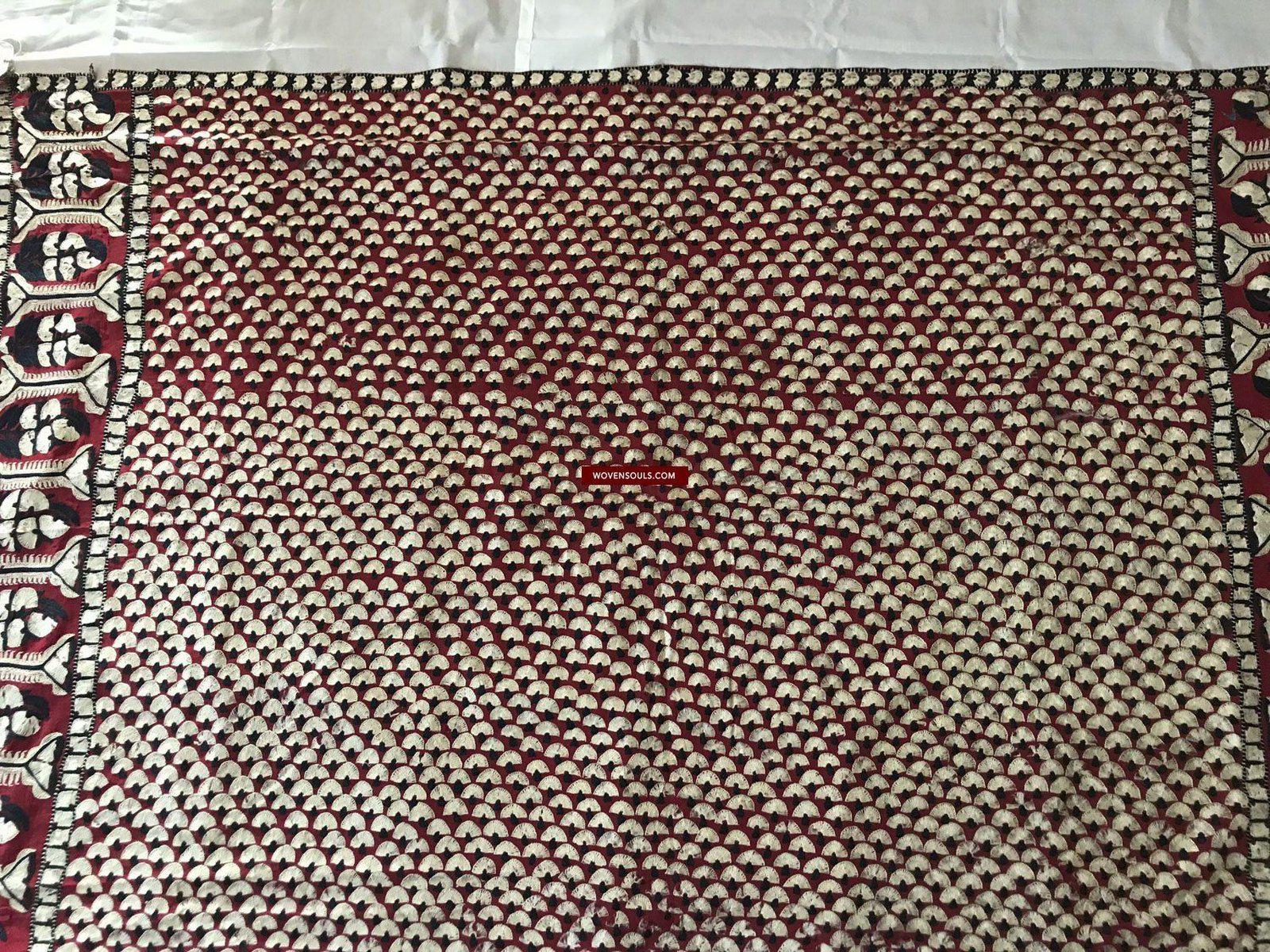 1364 REPAIRS NEEDED Superb Antique Sindh Odhana Abochani Wedding Shawl - Deep Red Base-WOVENSOULS-Antique-Vintage-Textiles-Art-Decor