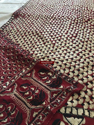 1364 REPAIRS NEEDED Superb Antique Sindh Odhana Abochani Wedding Shawl - Deep Red Base-WOVENSOULS-Antique-Vintage-Textiles-Art-Decor
