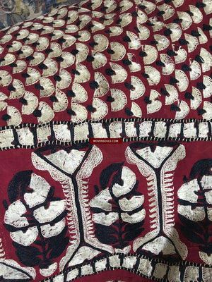 1364 REPAIRS NEEDED Superb Antique Sindh Odhana Abochani Wedding Shawl - Deep Red Base-WOVENSOULS-Antique-Vintage-Textiles-Art-Decor