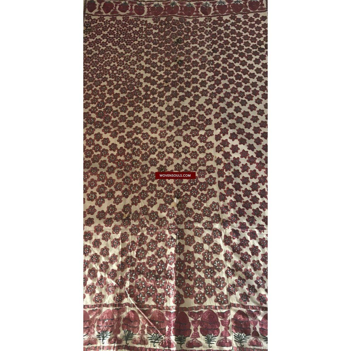 1365 Superb Old Sindh Odhana Abochani Wedding Shawl - Six Petalled Flowers-WOVENSOULS-Antique-Vintage-Textiles-Art-Decor