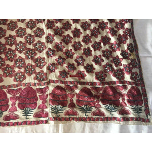 1365 Superb Old Sindh Odhana Abochani Wedding Shawl - Six Petalled Flowers-WOVENSOULS-Antique-Vintage-Textiles-Art-Decor