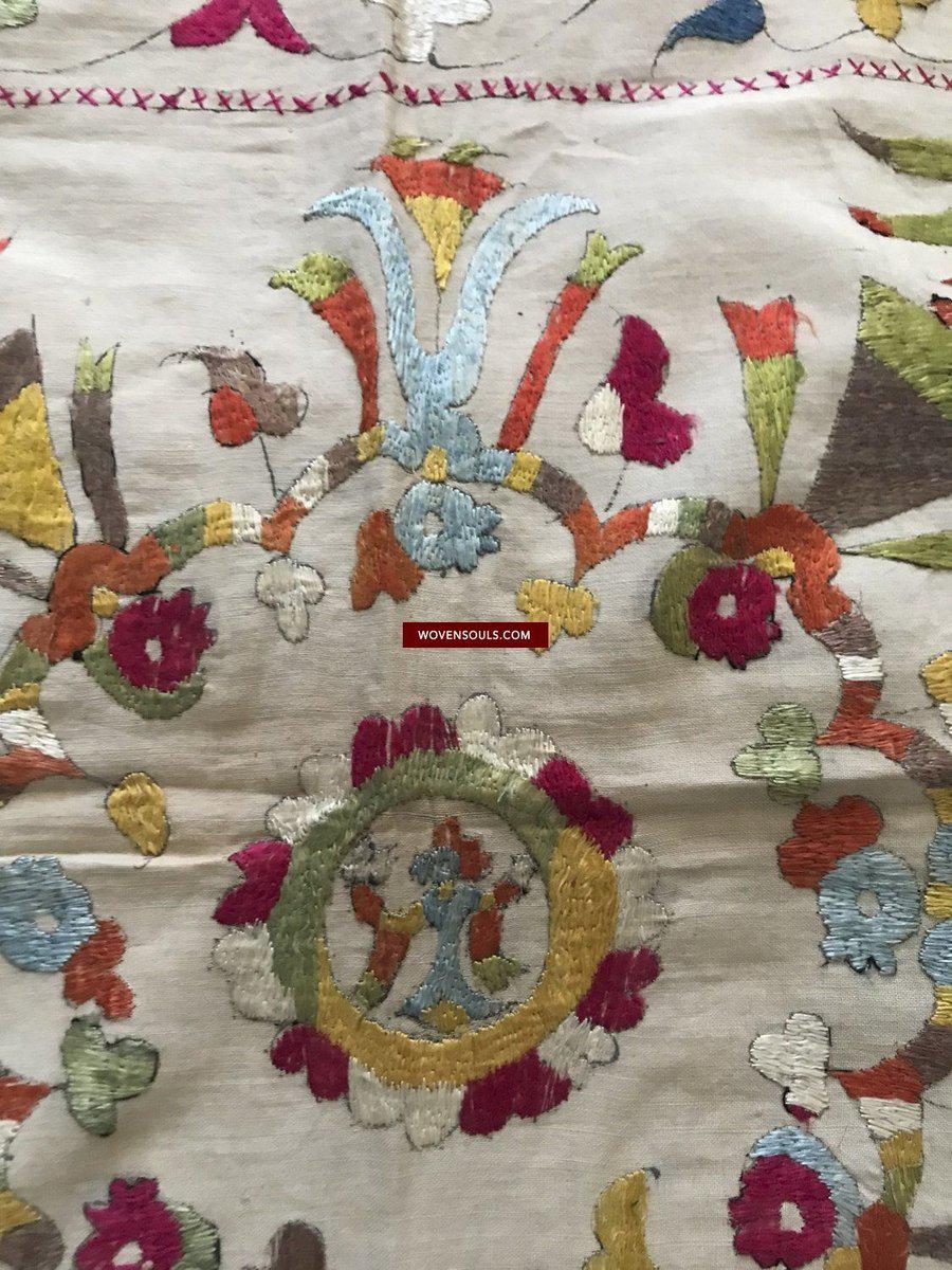 1368 SOLD Lot of Two Old Double Sided Silk Embroidery Chamba Rumal Textiles - SOLD-WOVENSOULS-Antique-Vintage-Textiles-Art-Decor