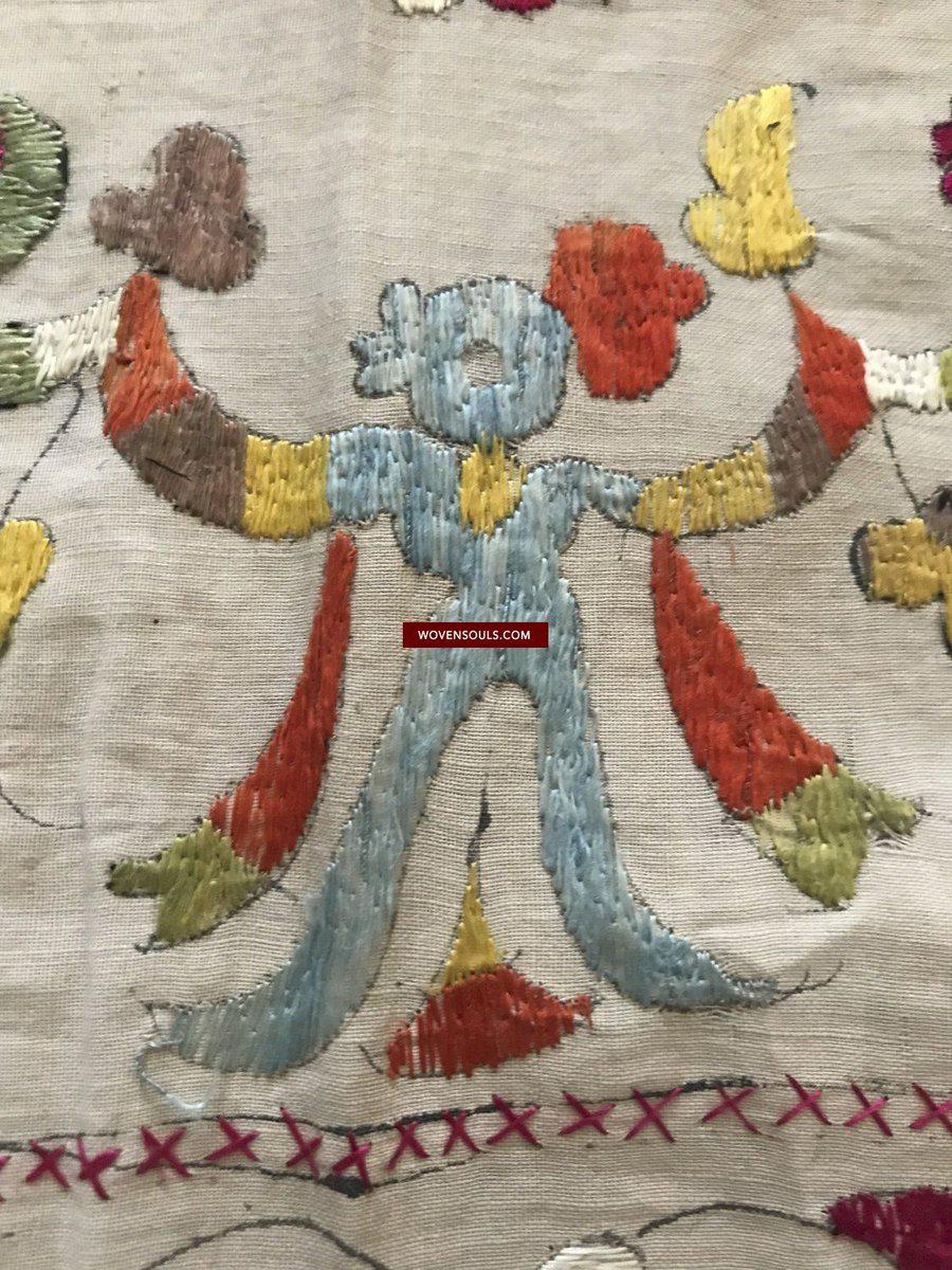 1368 SOLD Lot of Two Old Double Sided Silk Embroidery Chamba Rumal Textiles - SOLD-WOVENSOULS-Antique-Vintage-Textiles-Art-Decor