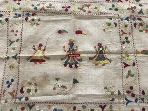 1368 SOLD Lot of Two Old Double Sided Silk Embroidery Chamba Rumal Textiles - SOLD-WOVENSOULS-Antique-Vintage-Textiles-Art-Decor