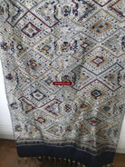 1372 Superfine Blue Laotian Silk Shawl - Weaving Textile Art from Laos-WOVENSOULS-Antique-Vintage-Textiles-Art-Decor