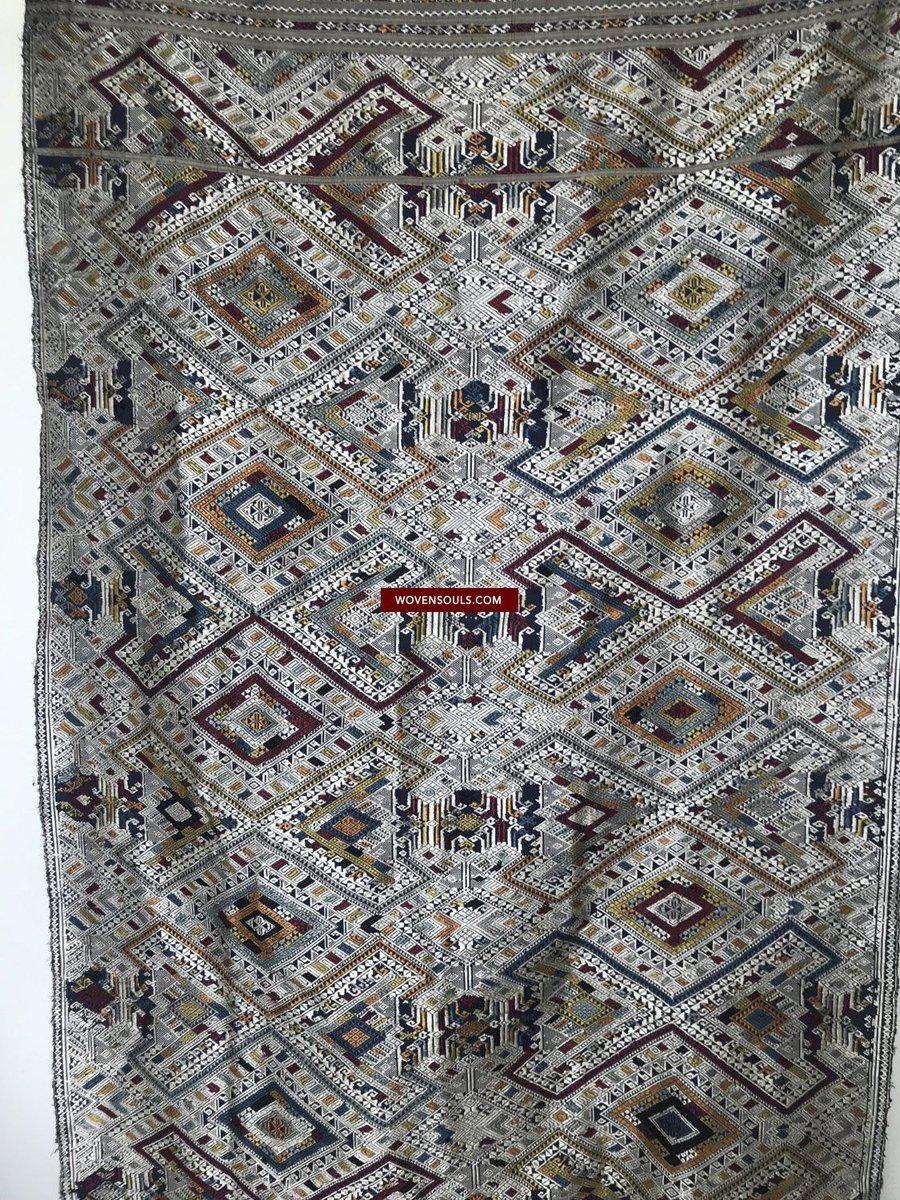 1372 Superfine Blue Laotian Silk Shawl - Weaving Textile Art from Laos-WOVENSOULS-Antique-Vintage-Textiles-Art-Decor