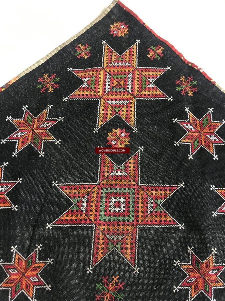 1374 SOLD Vintage Yao Tribal Embroidery Textile Art - Bridal Scarf-WOVENSOULS-Antique-Vintage-Textiles-Art-Decor