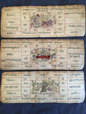 1376 Antique Tibetan Painted Manuscript - Zodiac Animals - SOLD-WOVENSOULS-Antique-Vintage-Textiles-Art-Decor