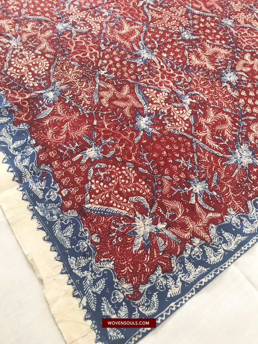 1377 Java Batik Tulis Textile Art Shawl-WOVENSOULS-Antique-Vintage-Textiles-Art-Decor