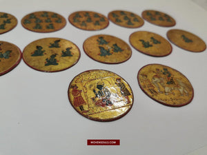 1381 Old Painted Ganjifa Playing Cards - Andhra Pradesh-WOVENSOULS-Antique-Vintage-Textiles-Art-Decor
