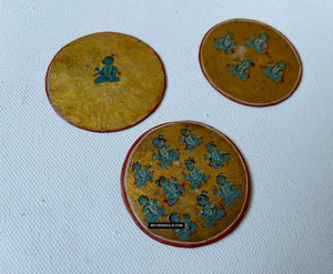 1383-B Group of Antique Lacquered Ganjifa Playing Cards with Gold Illumination-WOVENSOULS Antique Textiles &amp; Art Gallery