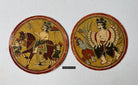 1384-G TWO Large Antique Lacquered Ganjifa Playing Cards - Premium Face Court Card-WOVENSOULS Antique Textiles &amp; Art Gallery