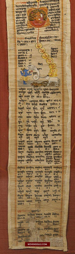1386 Old Sikh Painted Manuscript with Gurmukhi Script & Kashmir School Painting-WOVENSOULS-Antique-Vintage-Textiles-Art-Decor