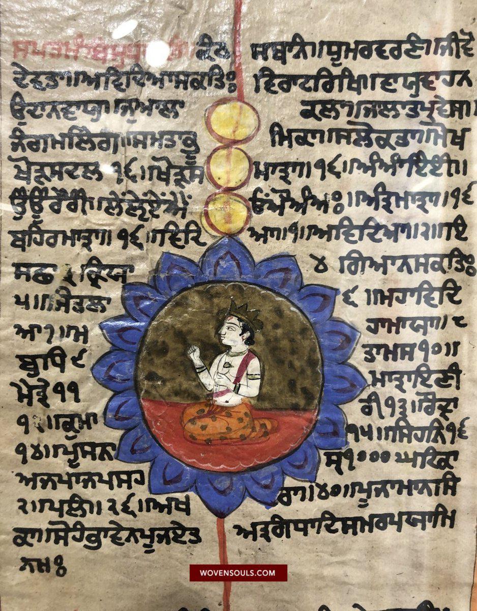 1386 Old Sikh Painted Manuscript with Gurmukhi Script & Kashmir School Painting-WOVENSOULS-Antique-Vintage-Textiles-Art-Decor