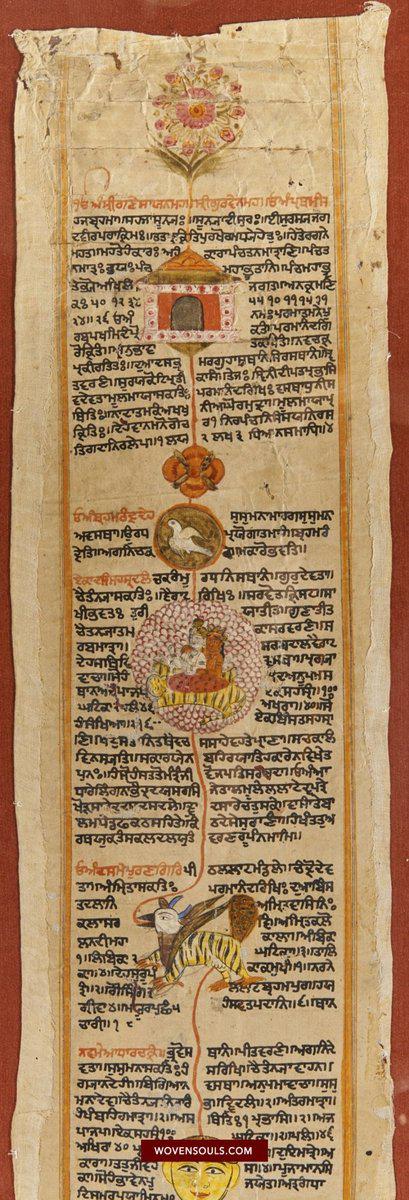 1386 Old Sikh Painted Manuscript with Gurmukhi Script & Kashmir School Painting-WOVENSOULS-Antique-Vintage-Textiles-Art-Decor