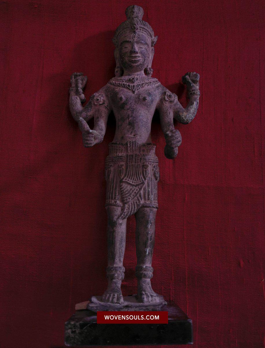 1387 Khmer Bronze Sculpture Idol Statues - Pair - Not for Sale-WOVENSOULS-Antique-Vintage-Textiles-Art-Decor