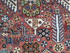 1388 Antique Red Field Shekarlou Shekarlu Qashqai Rug with Animals / Peacocks - NFS-WOVENSOULS-Antique-Vintage-Textiles-Art-Decor