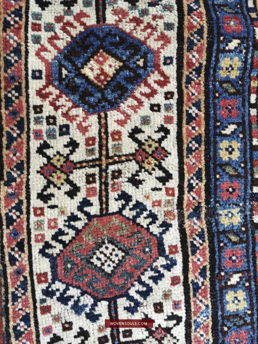 1388 Antique Red Field Shekarlou Shekarlu Qashqai Rug with Animals / Peacocks - NFS-WOVENSOULS-Antique-Vintage-Textiles-Art-Decor