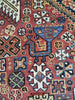 1388 Antique Red Field Shekarlou Shekarlu Qashqai Rug with Animals / Peacocks - NFS-WOVENSOULS-Antique-Vintage-Textiles-Art-Decor