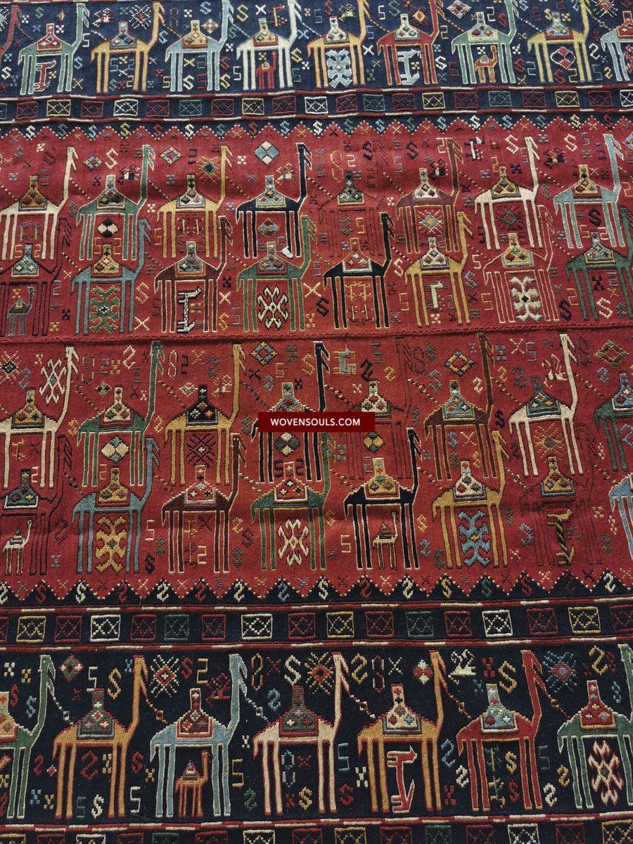 1389 SOLD Antique Caucasian Verneh Azeri Shaddah - Camel Caravan Flatweave Rug-WOVENSOULS-Antique-Vintage-Textiles-Art-Decor