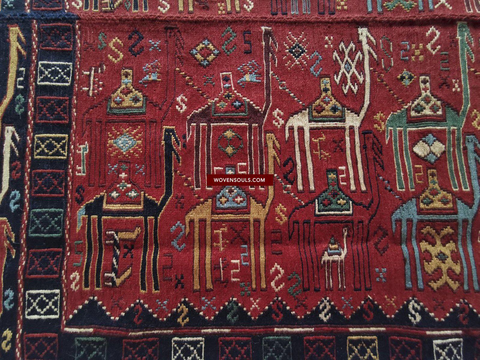 1389 SOLD Antique Caucasian Verneh Azeri Shaddah - Camel Caravan Flatweave Rug-WOVENSOULS-Antique-Vintage-Textiles-Art-Decor