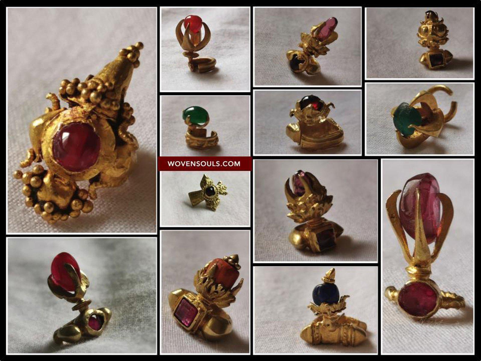 1392 SOLD Set of Thirteen Majapahit Prambanan Javanese Gold Rings-WOVENSOULS-Antique-Vintage-Textiles-Art-Decor