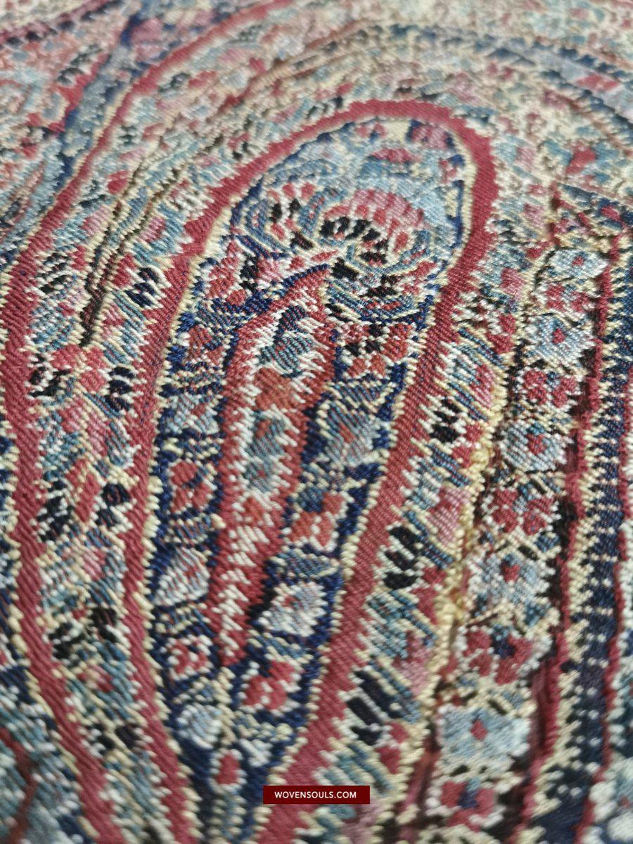 1393 Old Kashmir Sikh Period Pashmina Shawl Fragment-WOVENSOULS-Antique-Vintage-Textiles-Art-Decor