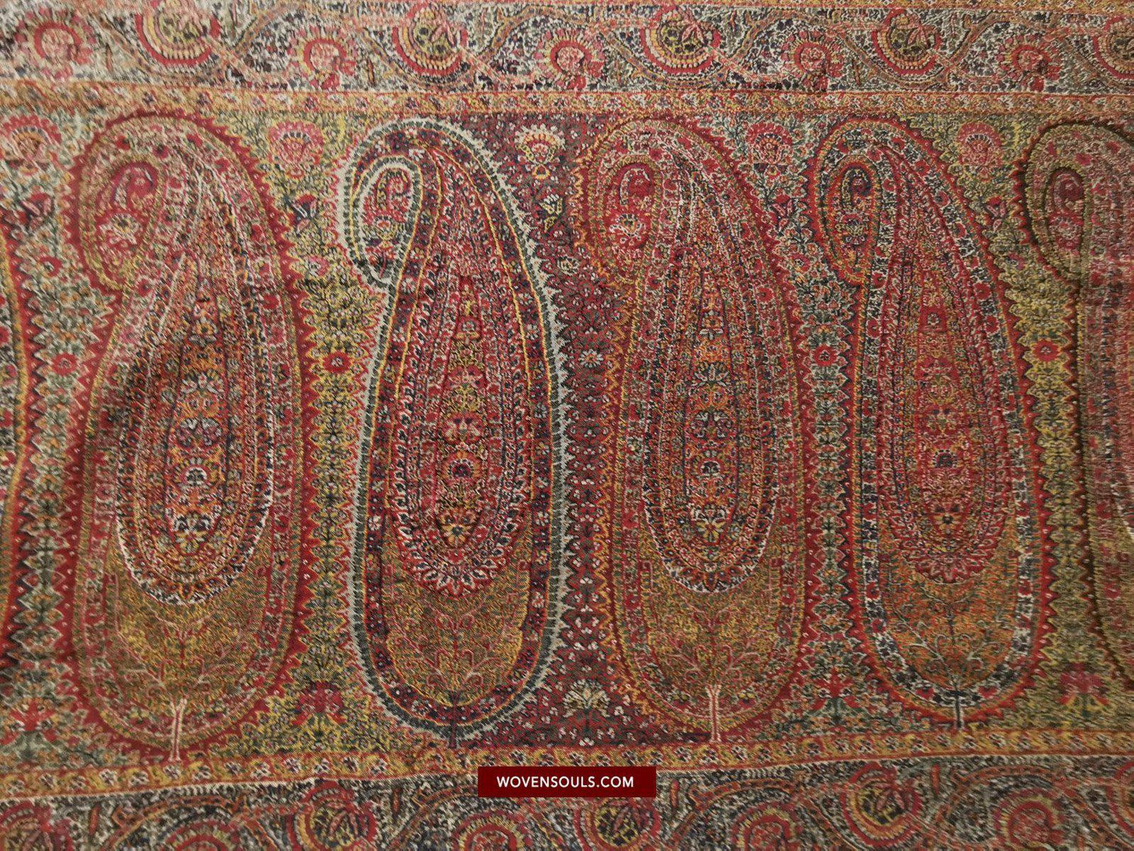 1394 SOLD - Stunning Old Kashmir Shawl Fragment-WOVENSOULS-Antique-Vintage-Textiles-Art-Decor