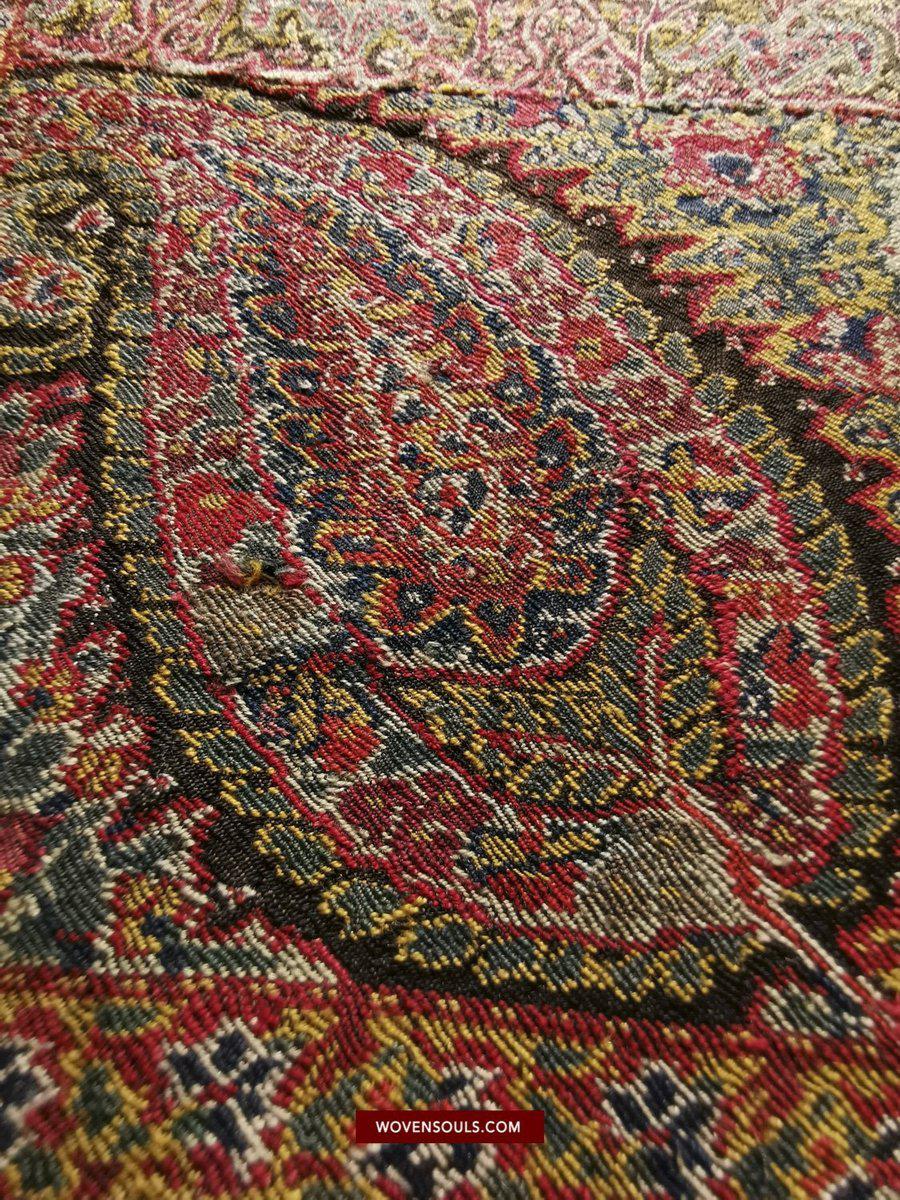 1394 SOLD - Stunning Old Kashmir Shawl Fragment-WOVENSOULS-Antique-Vintage-Textiles-Art-Decor